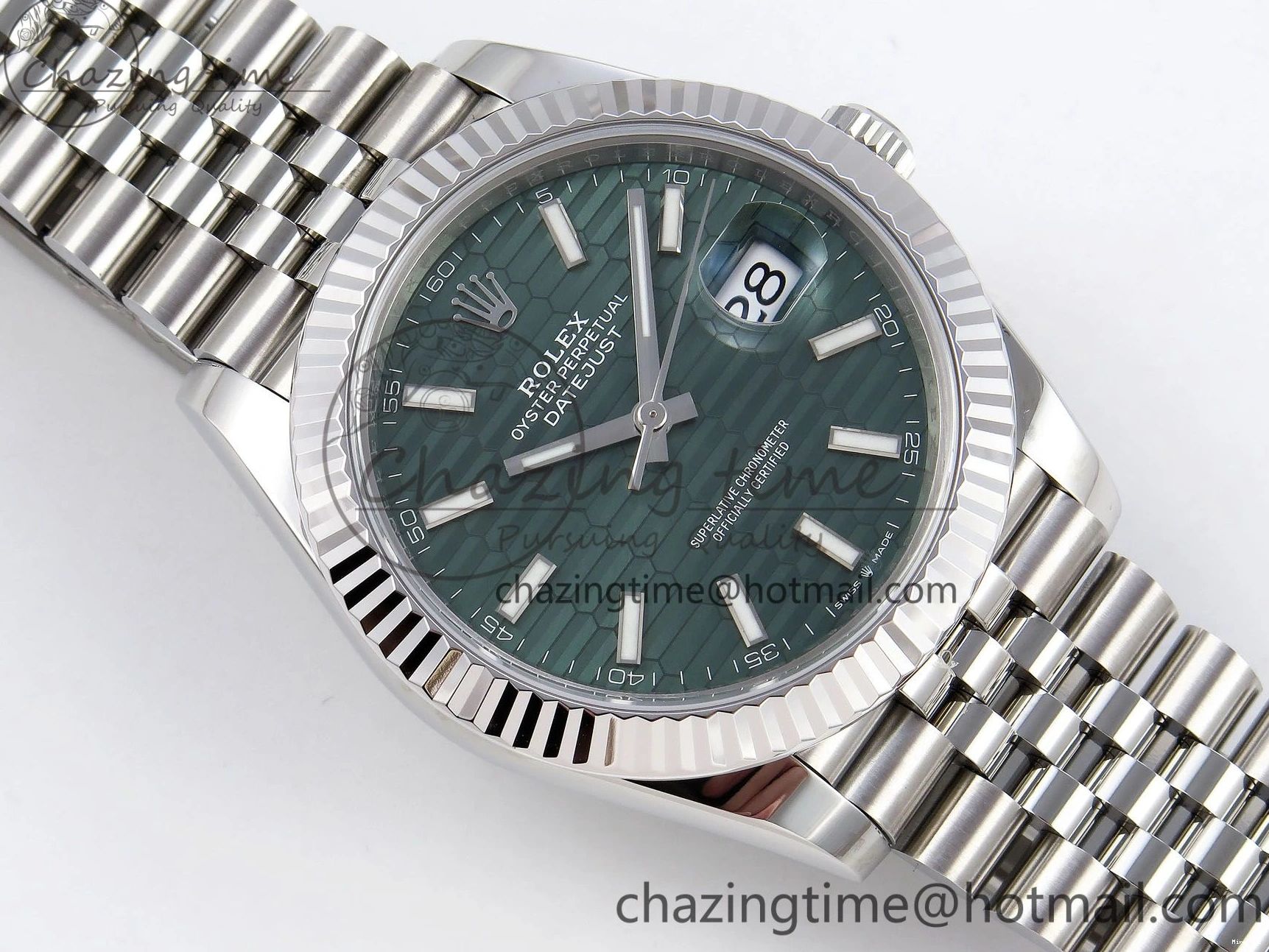 MiroTime 0120 DateJust 41 126334 904L SS VSF 1:1 Best Edition Green Textured Dial on Jubilee Bracelet VS FashionForward 1324
